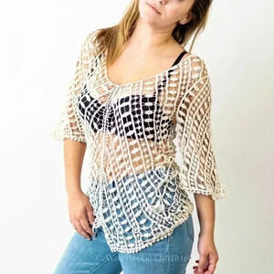 Sheer Lace Crochet Beach Swimwear Coverup